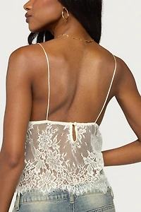 Edikted Ottilie Lace & Satin Effect Top