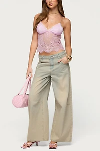 Edikted Ottilie Lace & Satin Effect Top