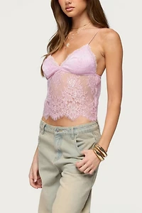 Edikted Ottilie Lace & Satin Effect Top