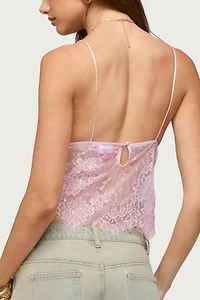 Edikted Ottilie Lace & Satin Effect Top