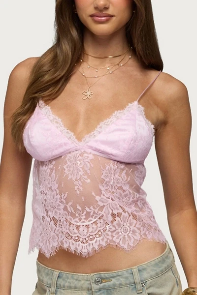 Edikted Ottilie Lace & Satin Effect Top