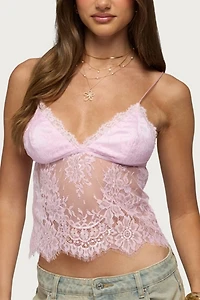 Edikted Ottilie Lace & Satin Effect Top