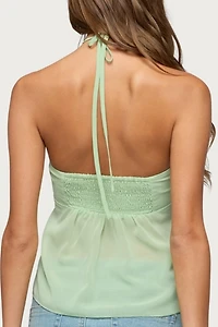 Edikted Kitty Sequin Chiffon Halter Top