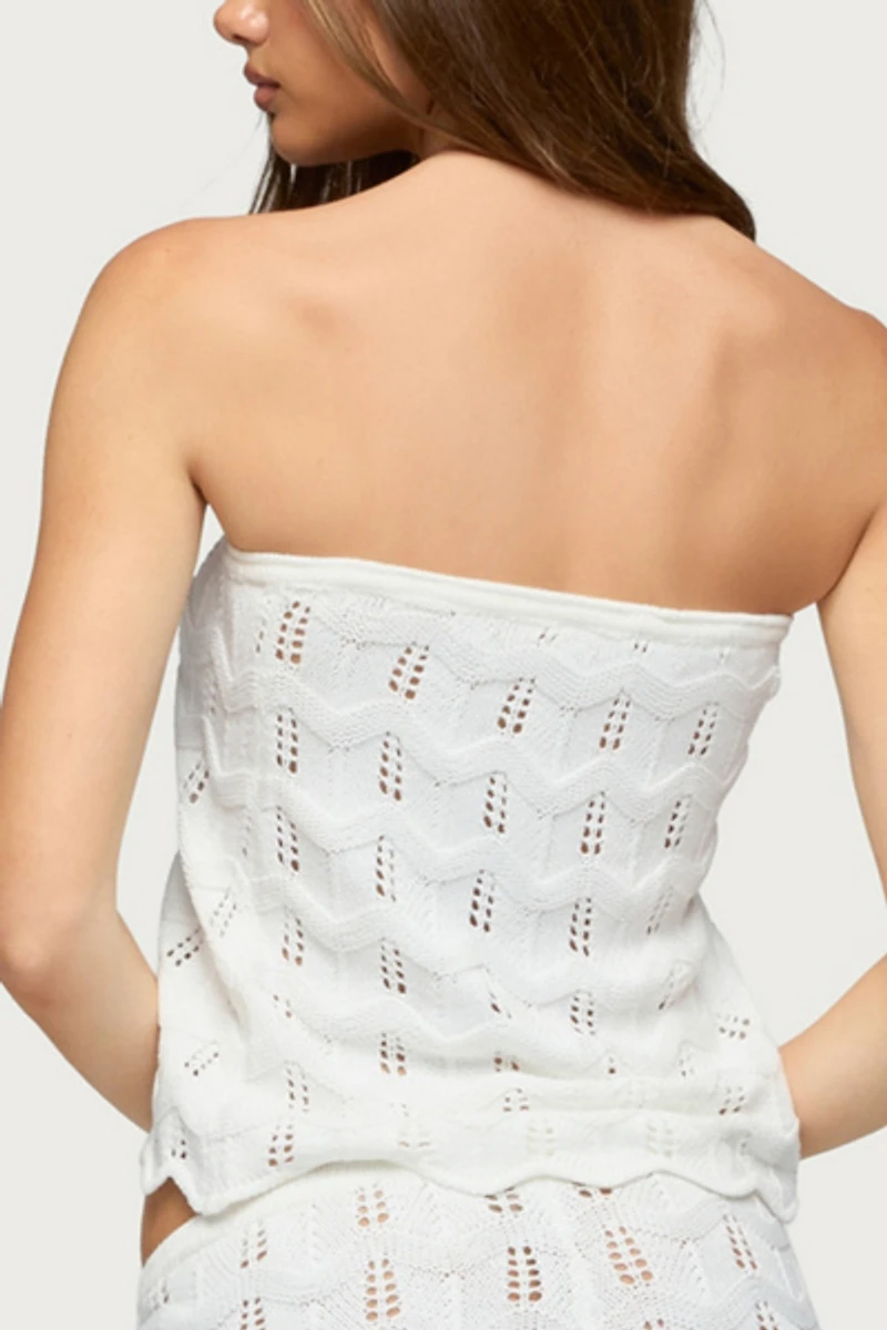 Edikted Isola Strapless Crochet Top