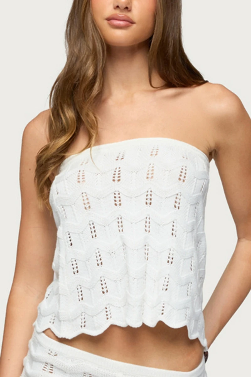 Edikted Isola Strapless Crochet Top