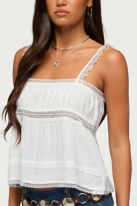 Edikted Mable Lacey Straight Neck Tank Top