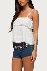 Edikted Mable Lacey Straight Neck Tank Top