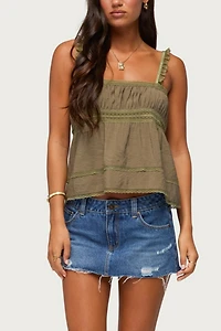 Edikted Mable Lacey Straight Neck Tank Top