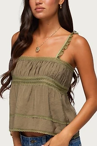 Edikted Mable Lacey Straight Neck Tank Top