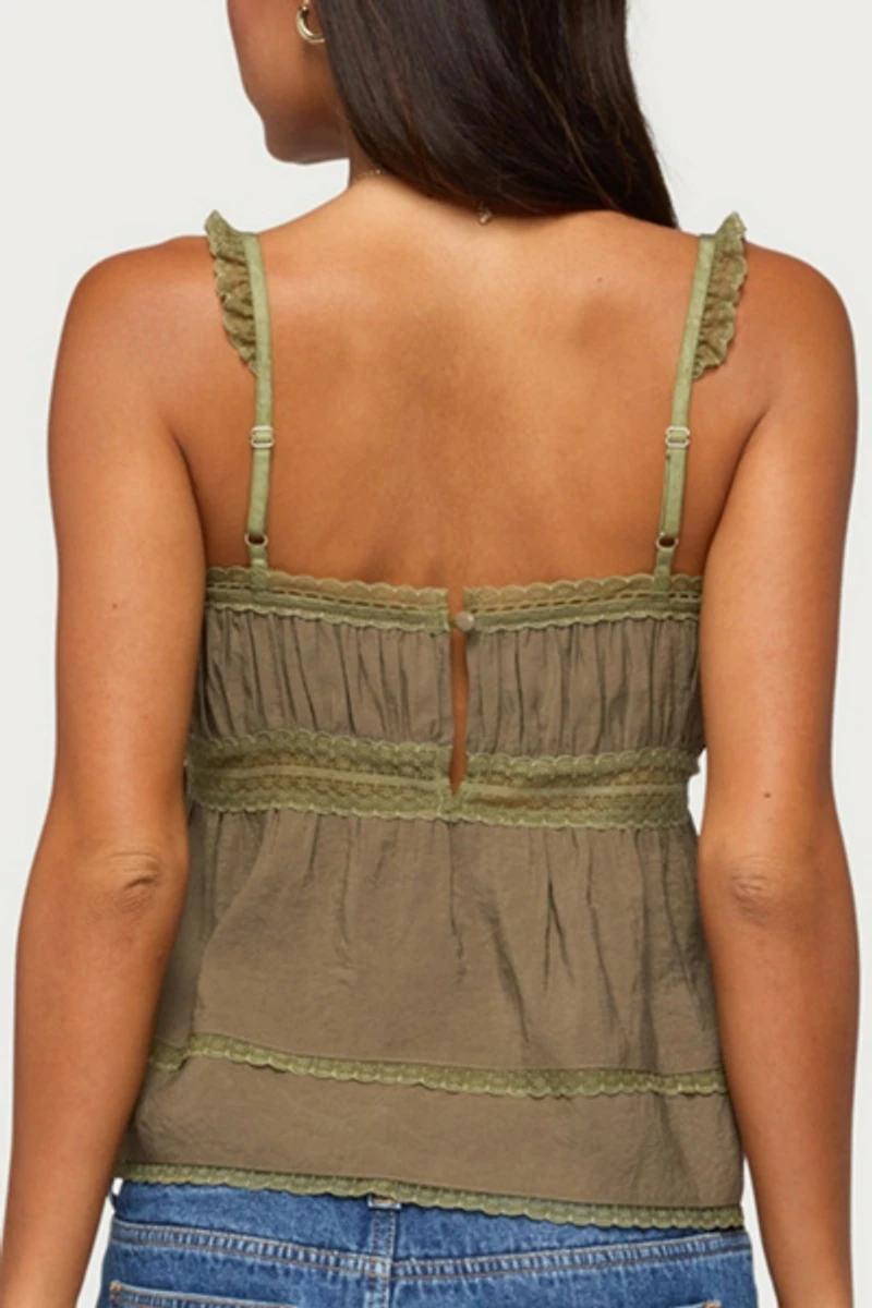 Edikted Mable Lacey Straight Neck Tank Top