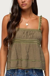 Edikted Mable Lacey Straight Neck Tank Top