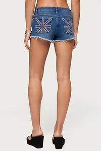 Edikted Union Jack Low Rise Denim Shorts