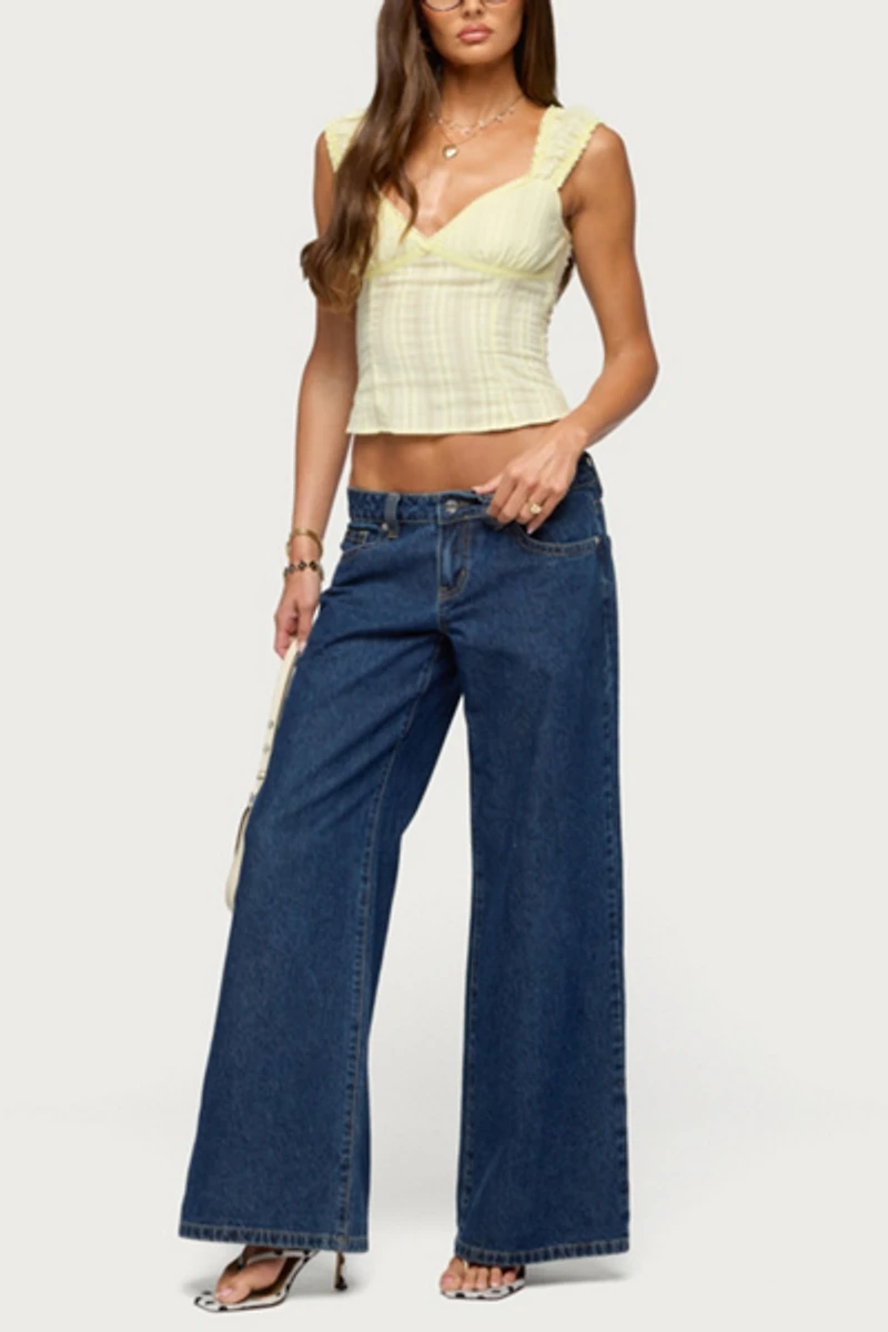 Edikted Katerine Embroidered Stripey Cotton Top