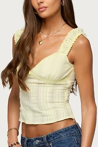 Edikted Katerine Embroidered Stripey Cotton Top