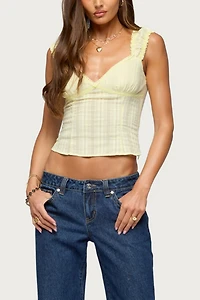 Edikted Katerine Embroidered Stripey Cotton Top