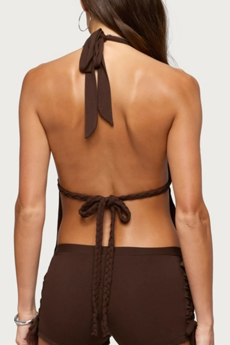 Edikted Jilly Braided Backless Halter Top