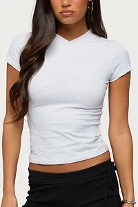 Edikted Aire High V Neck T Shirt
