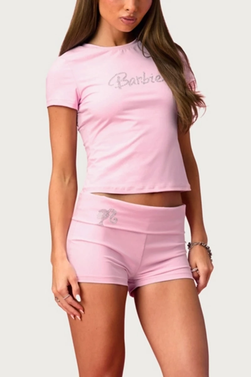 Edikted Barbie™ Rhinestone T Shirt