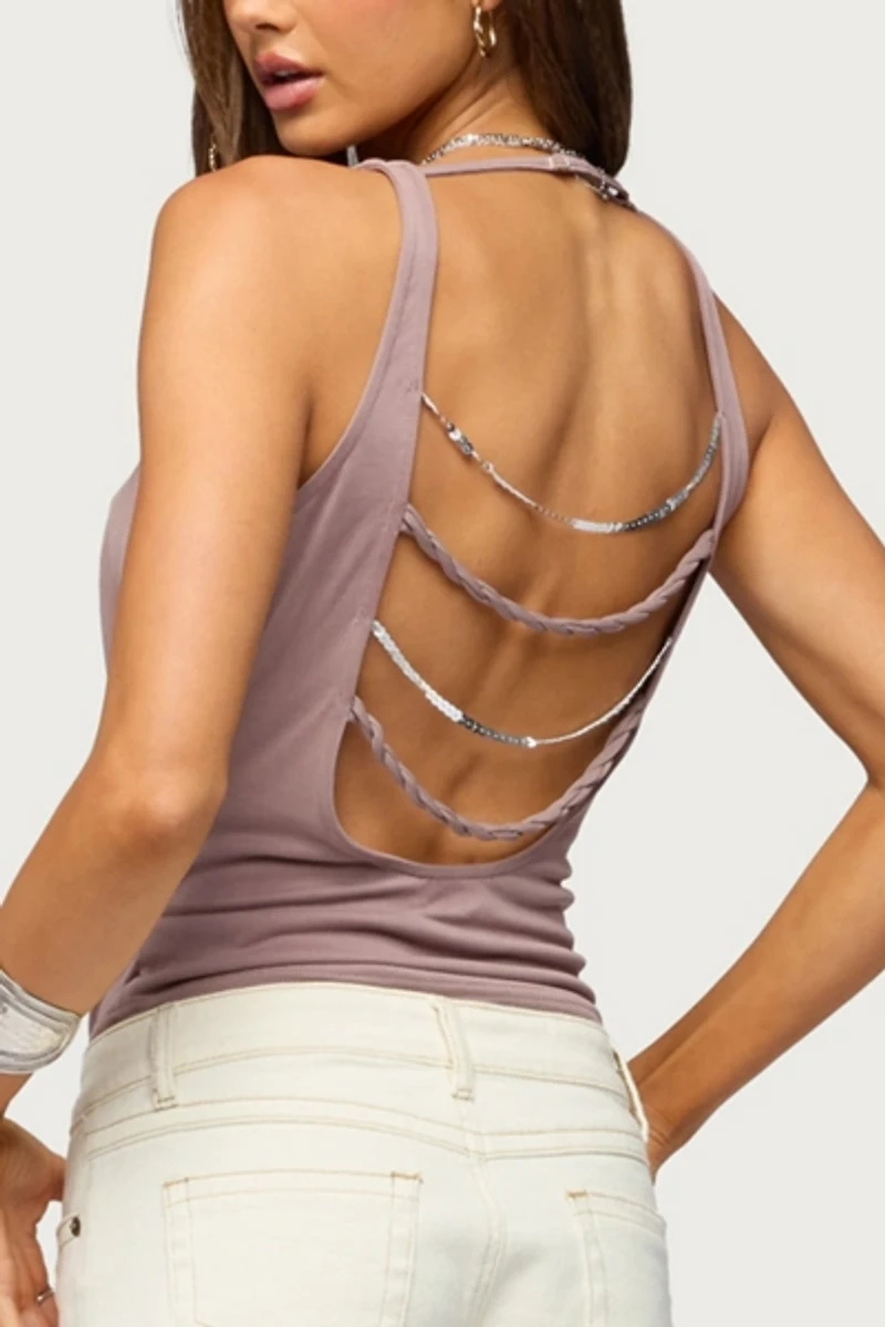 Edikted Back Chain Cowl Neck Top