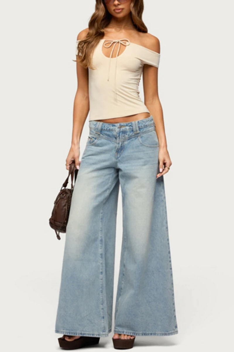 Edikted Kaite Off Shoulder Cutout Tie Top