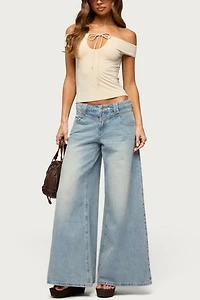 Edikted Kaite Off Shoulder Cutout Tie Top