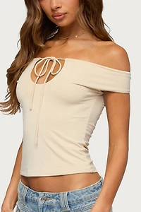 Edikted Kaite Off Shoulder Cutout Tie Top