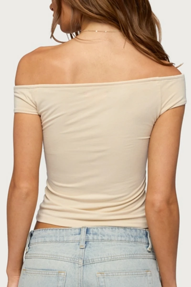 Edikted Kaite Off Shoulder Cutout Tie Top