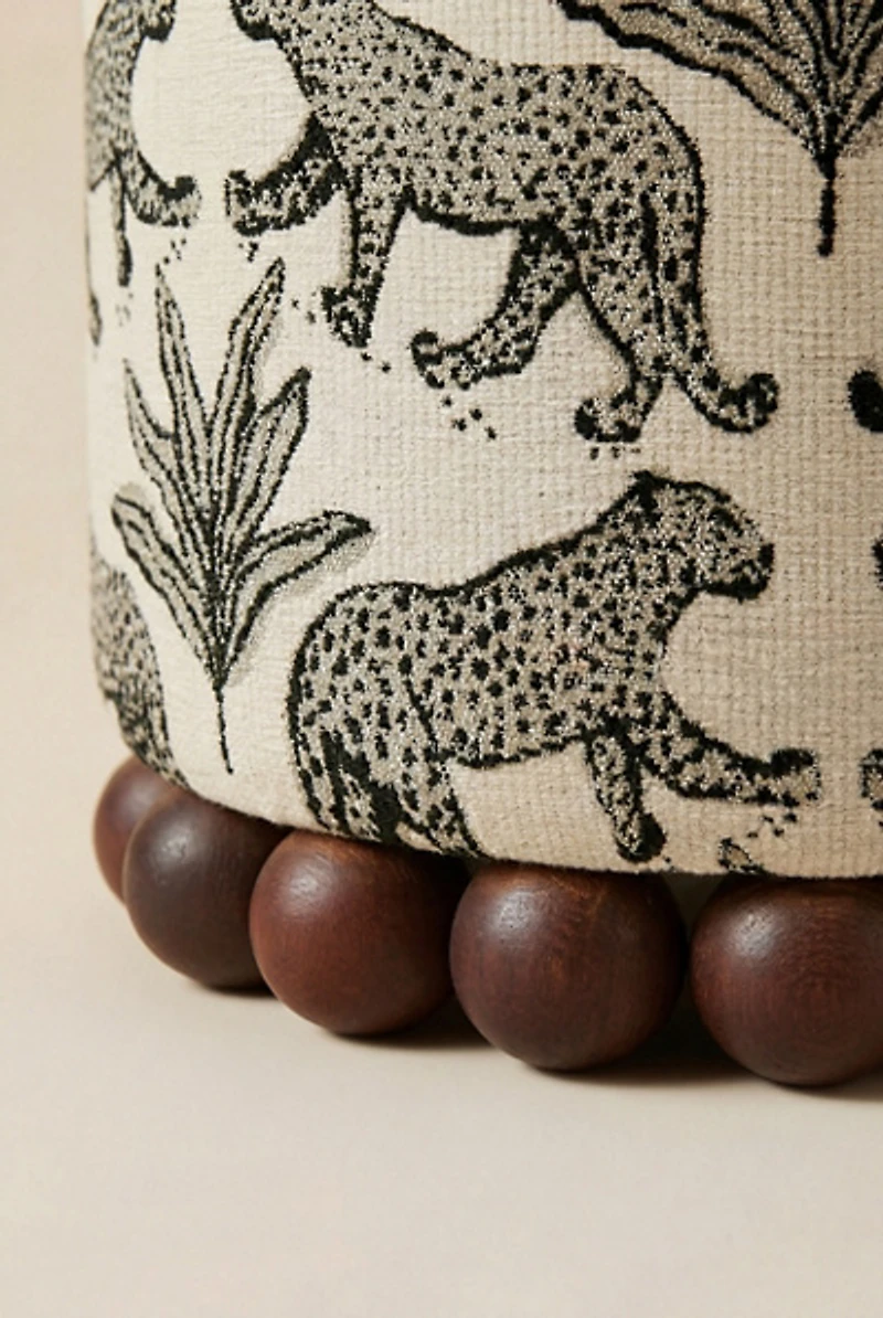 TOV Furniture Dex Leopard Jacquard Upholstered Ottoman