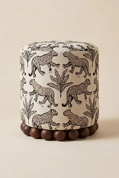 TOV Furniture Dex Leopard Jacquard Upholstered Ottoman