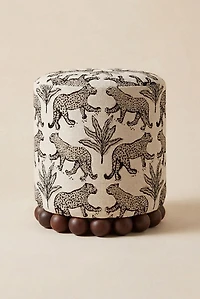 TOV Furniture Dex Leopard Jacquard Upholstered Ottoman