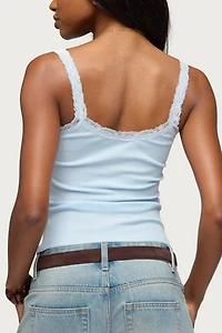 Edikted Contrast Stitched Lacey Henley Top