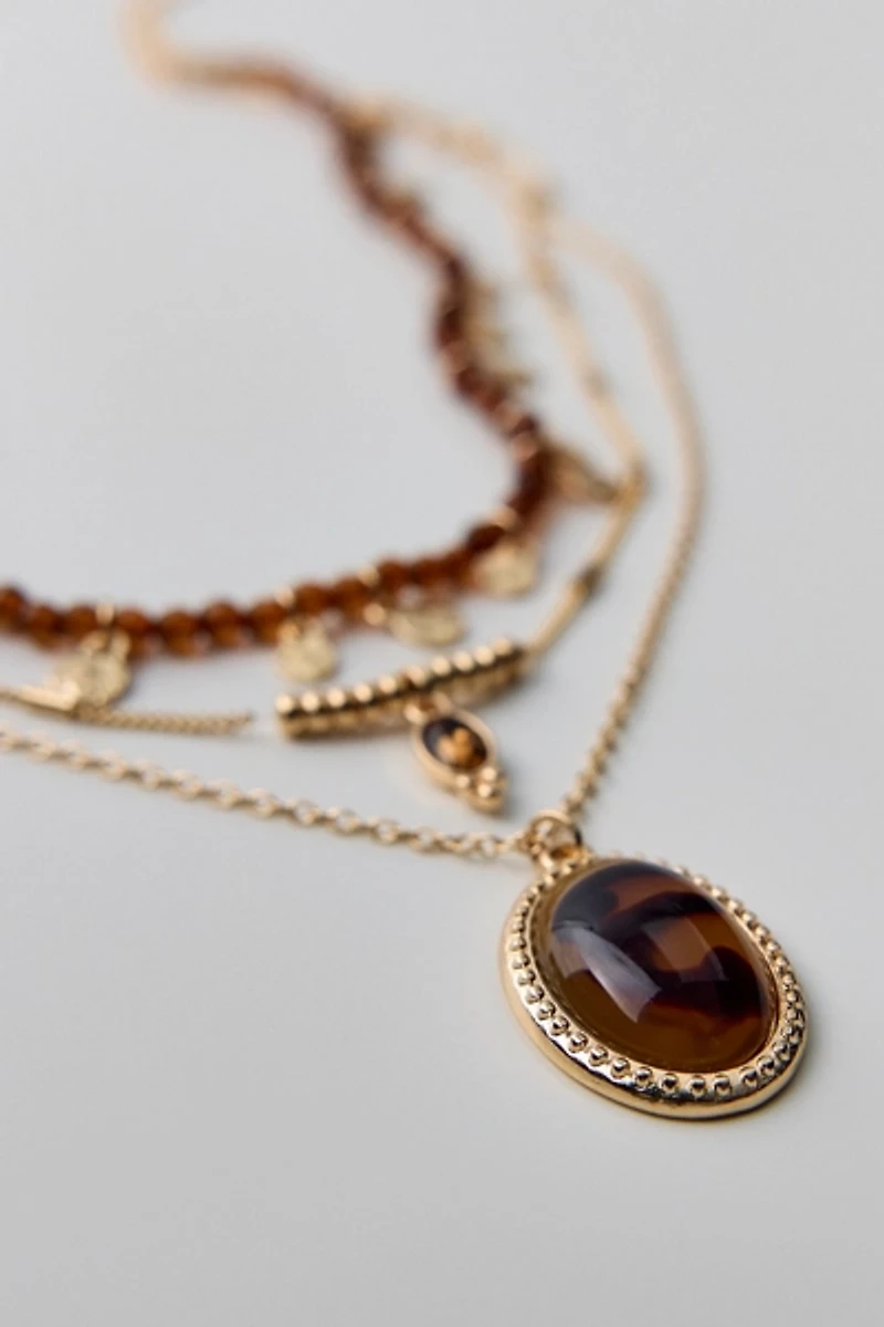 Tiger's Eye Coin Layered Necklace