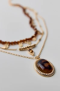 Tiger's Eye Coin Layered Necklace