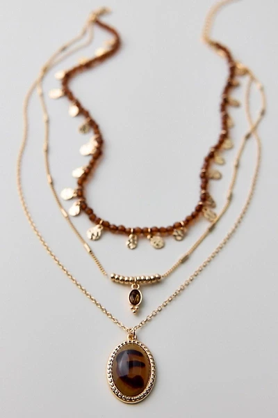 Tiger's Eye Coin Layered Necklace