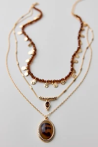 Tiger's Eye Coin Layered Necklace