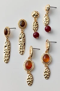 Tiger's Eye Drop Earrings Set