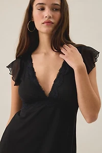 Out From Under Cecelia Mesh Ruffle Flutter Sleeve Sleep Dress