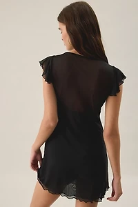Out From Under Cecelia Mesh Ruffle Flutter Sleeve Sleep Dress