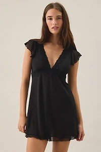Out From Under Cecelia Mesh Ruffle Flutter Sleeve Sleep Dress