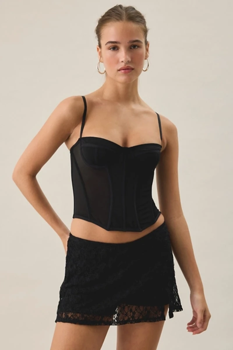Out From Under Lily Sheer Lace Low-Rise Mini Skort
