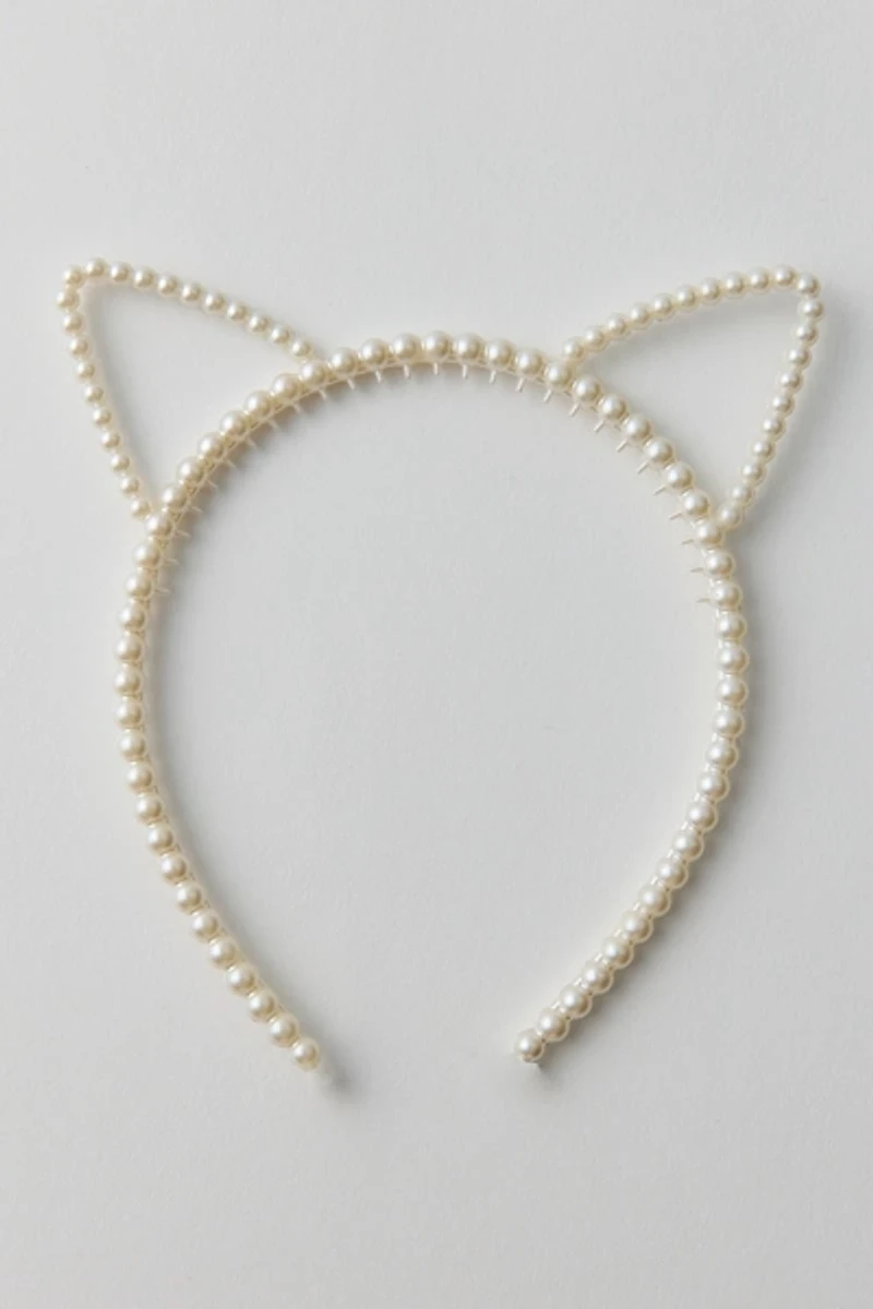 Pearl Beaded Cat Ears Headband