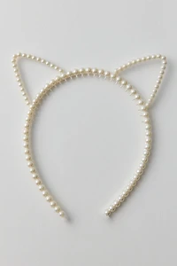 Pearl Beaded Cat Ears Headband