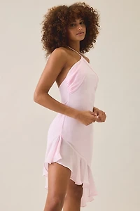 Tiger Mist Elarina High Y-Halter Asymmetric Ruffle Midi Dress