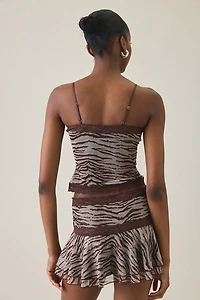 Tiger Mist Vira Zebra Print Lace Trim Cami