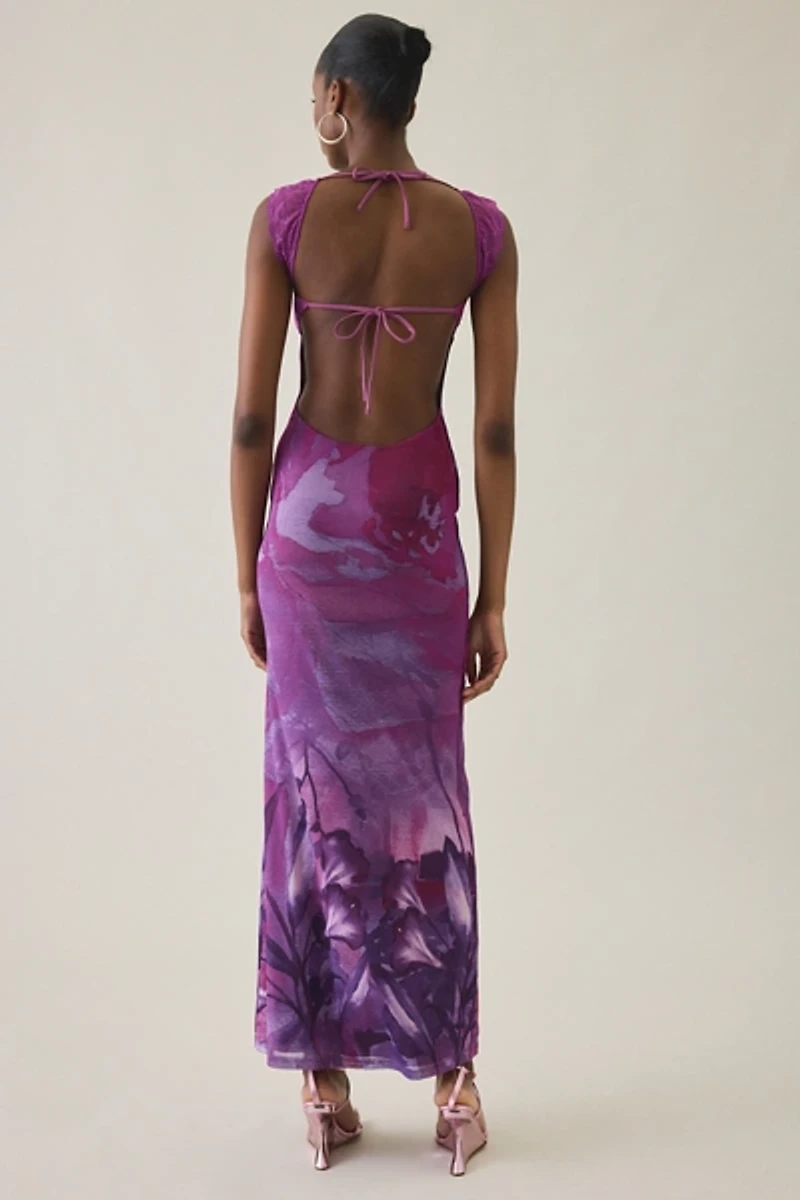 Tiger Mist Nyomi Hibiscus Floral Mesh Maxi Dress