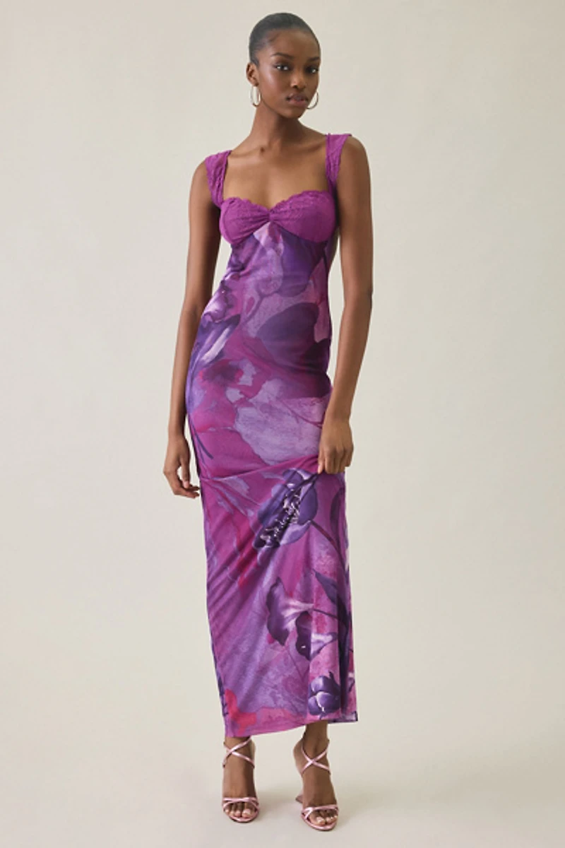 Tiger Mist Nyomi Hibiscus Floral Mesh Maxi Dress