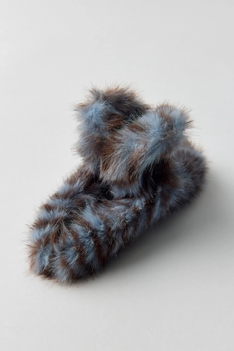 Cozy Zebra Faux Fur Claw Clip