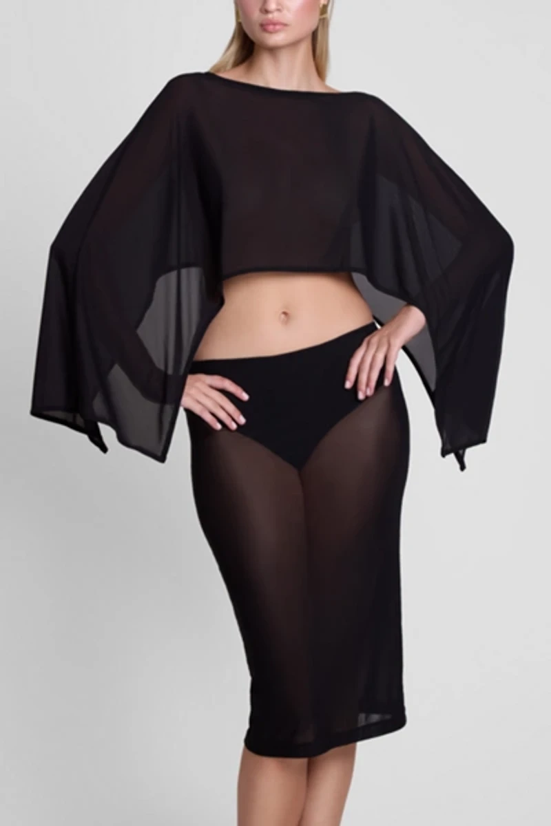 LEAU Imogen Sheer Mesh Cape