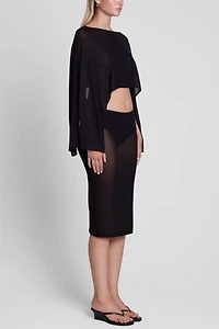 LEAU Vesper Sheer Mesh Knee Length Skirt