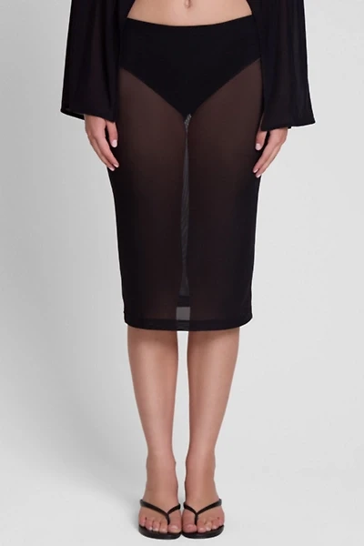 LEAU Vesper Sheer Mesh Knee Length Skirt
